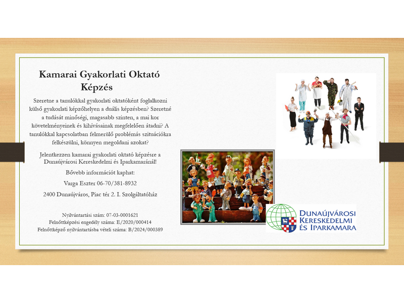 Gyakorlati oktatói képzést indít a városi kamara