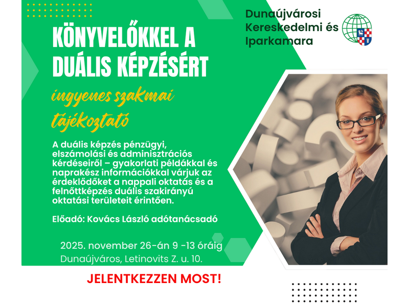 Könyvelőkkel a duális képzésért: ingyenes szakmai tájékoztató